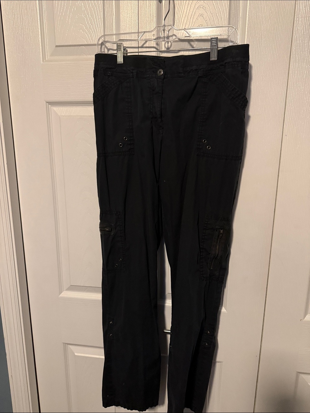 Chico's Black Straight-Leg Cargo Jeans